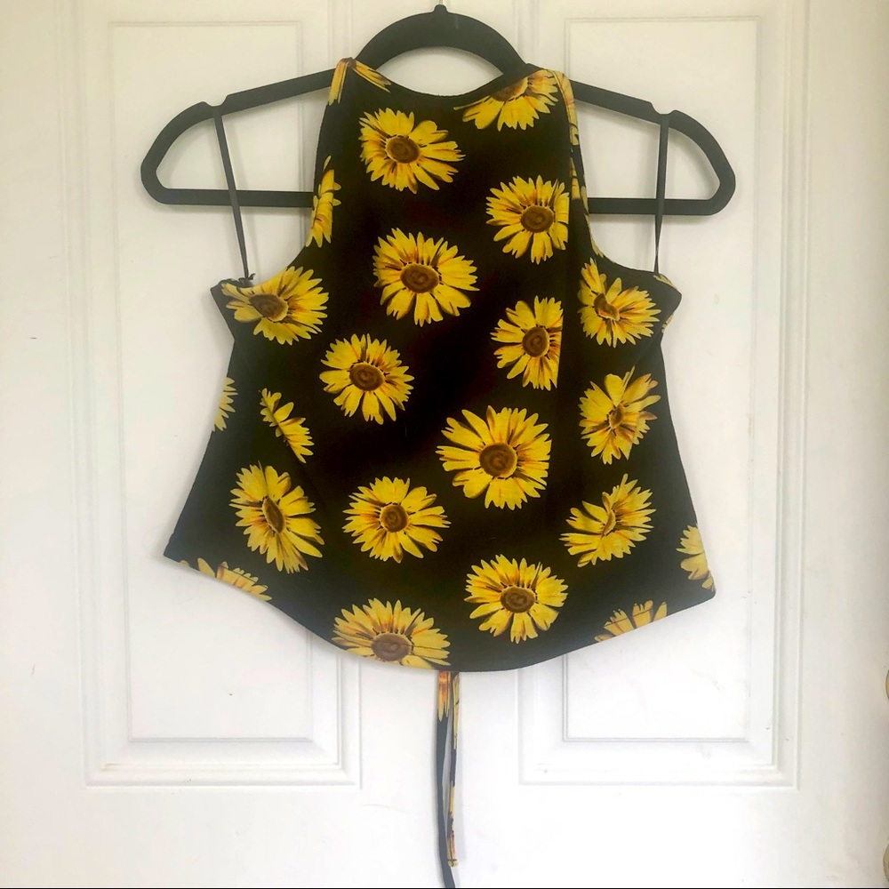 blank halter top with large sunflower pattern